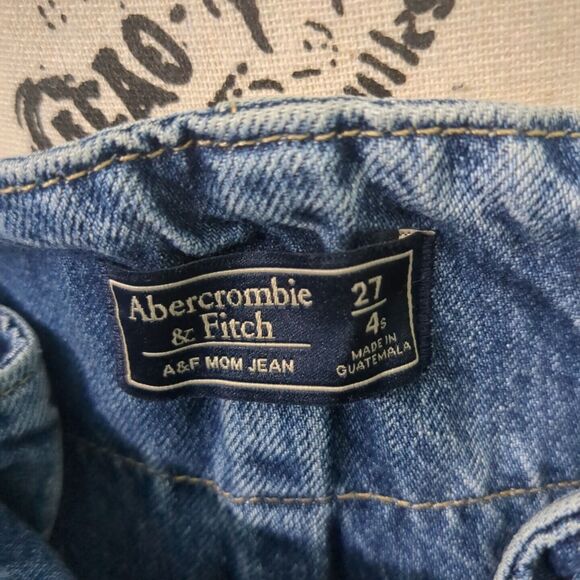 Abercrombie & Fitch Paperbag high Waist rise Mom Jeans raw hem Blue 27 4 s Women - Picture 6 of 6